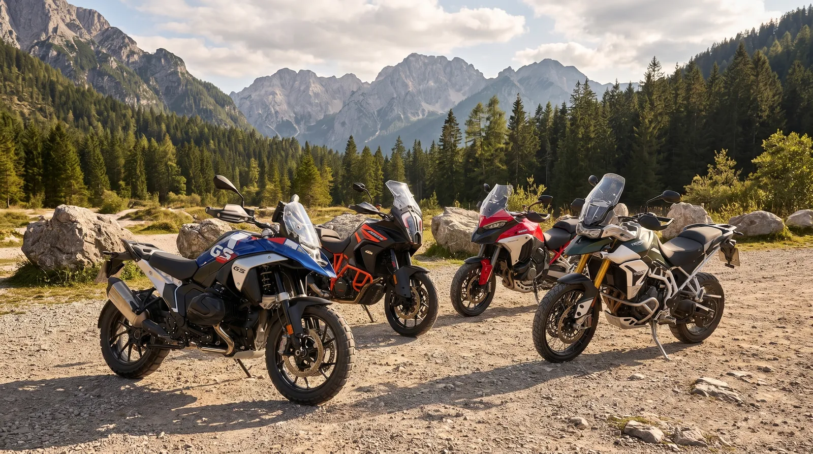 Vier Reiseenduros im Vergleich: Wie schlägt sich die R 1300 GS gegen KTM, Ducati und Triumph?